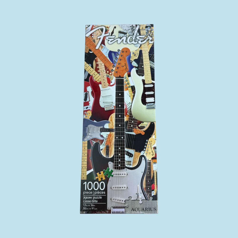 New Fender Guitar 1000 Piece Jigsaw Puzzle 12"x36" by Aquarius – Sealed